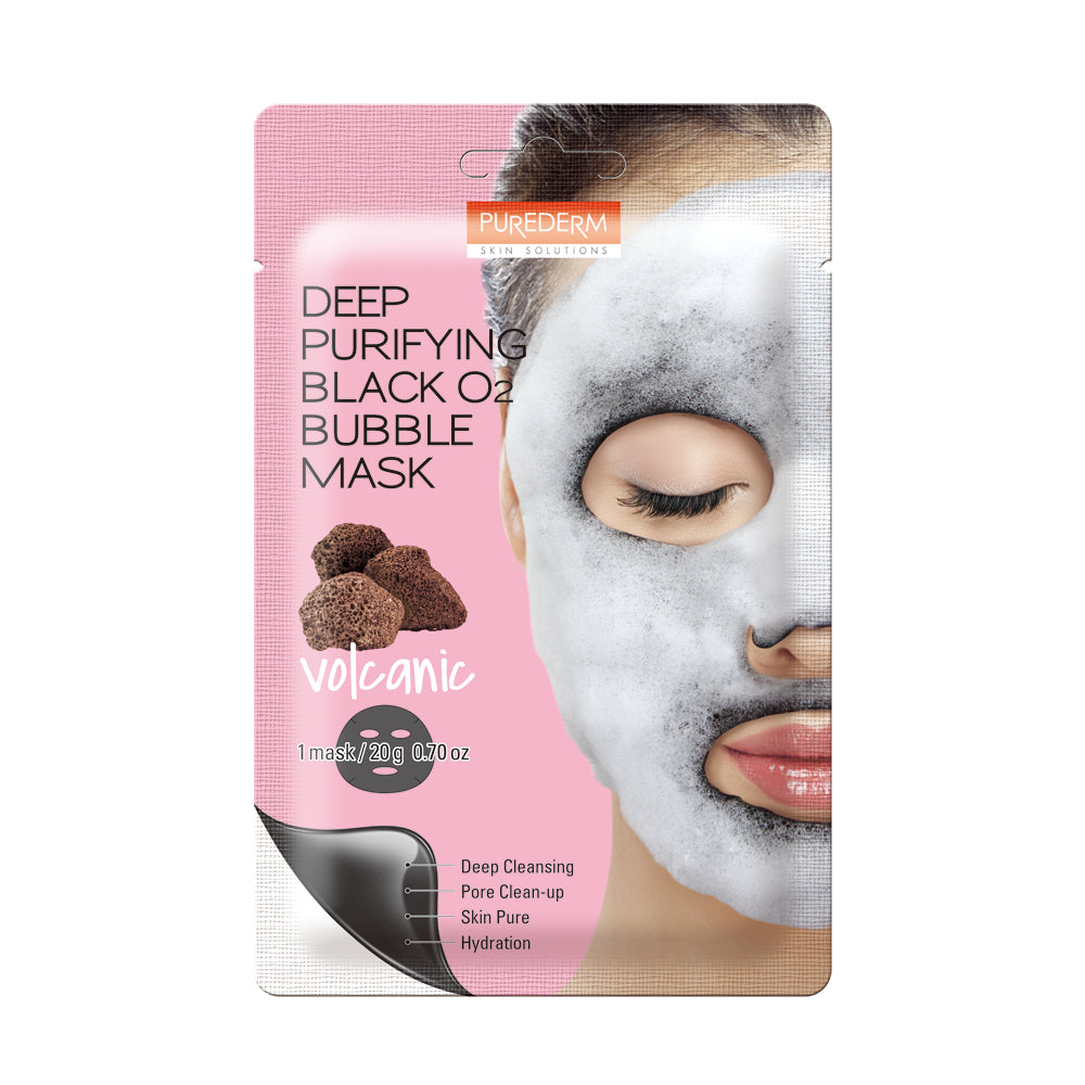 PUREDERM Deep Purifying Black O2 Bubble Mask "Volcanic" (1sheets)