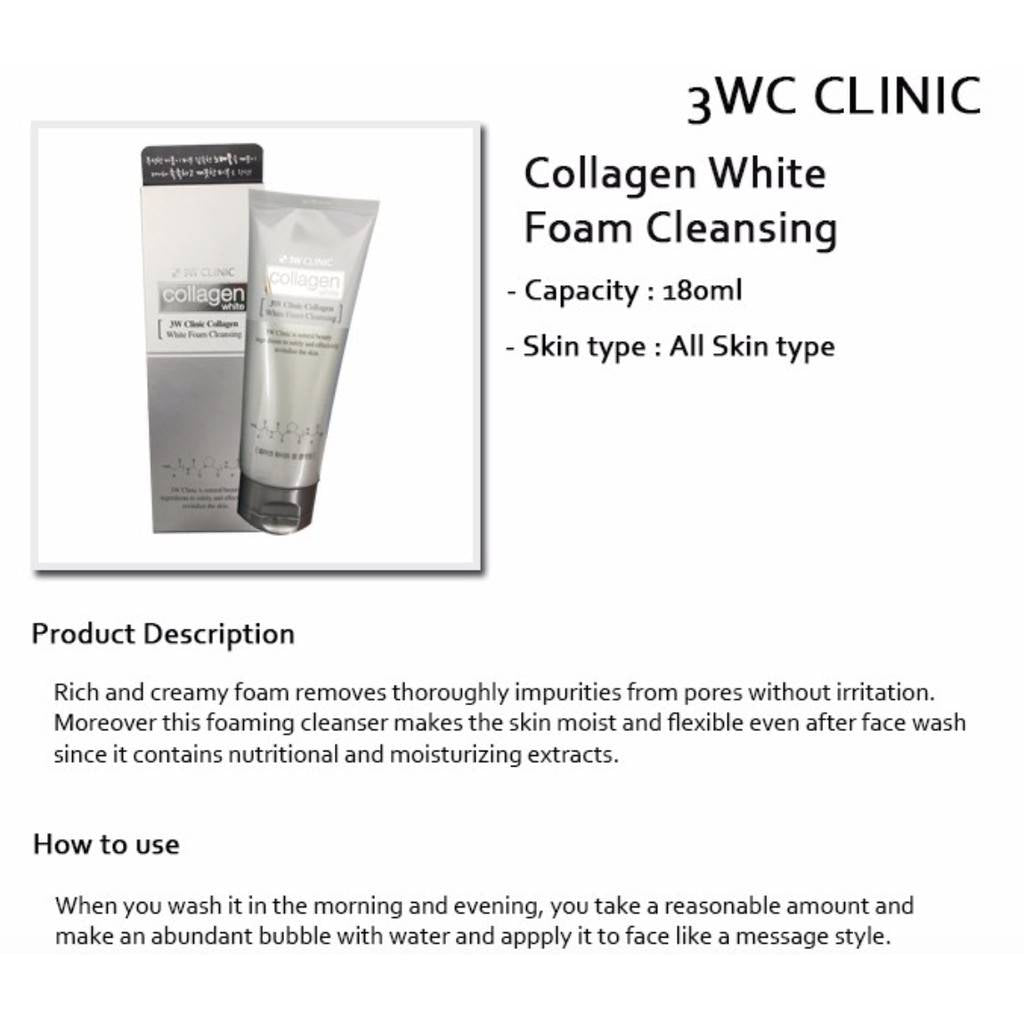 3W CLINIC Nettoyage de mousse de blanchiment de collagène