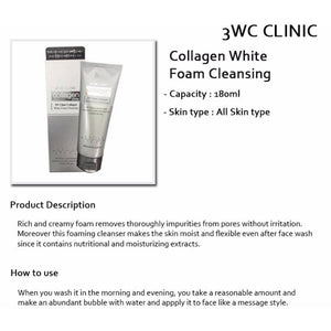3W CLINIC Nettoyage de mousse de blanchiment de collagène