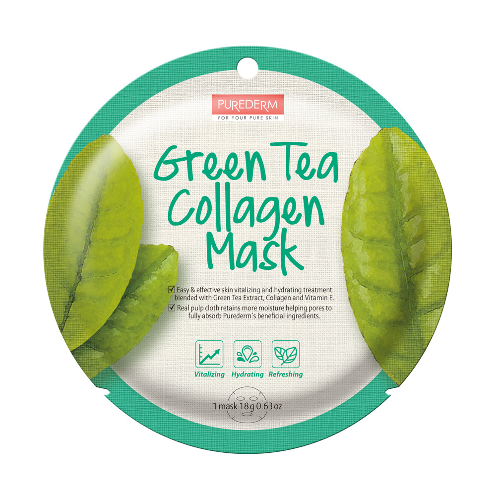 PUREDERM Green Tea Collagen Circle Mask(12sheets)