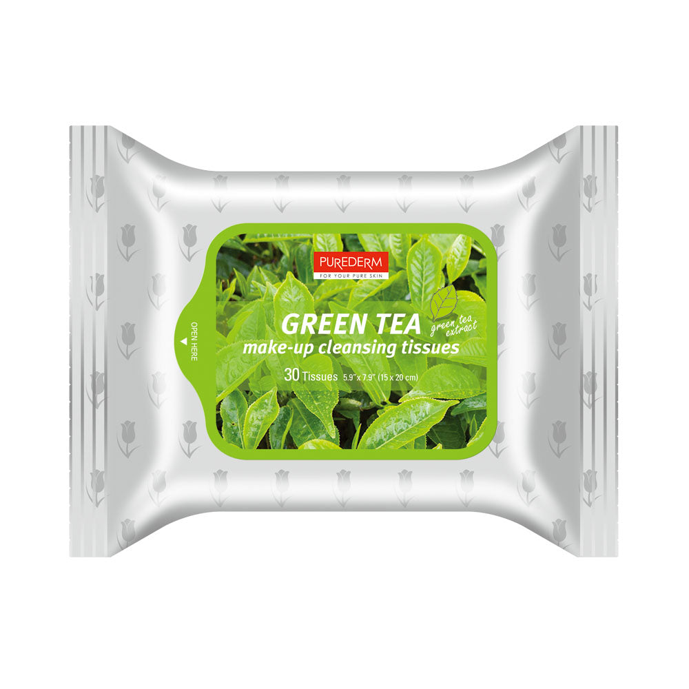 PUREDERM GREEN TEA MAKE-UP CLEANSING TISSUES