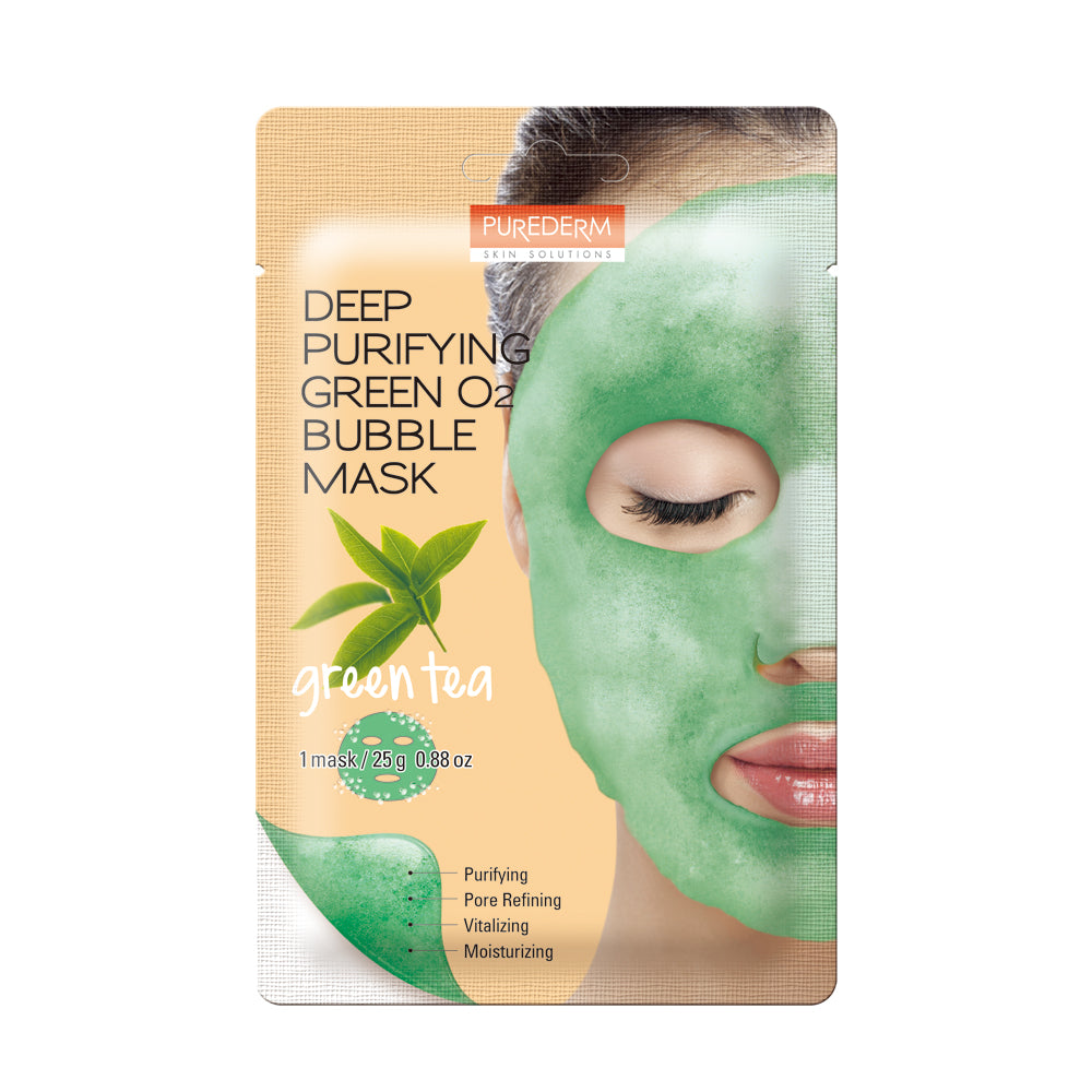 PUREDERM Deep Purifying Green O2 Bubble Mask "Green Tea" (1sheets)