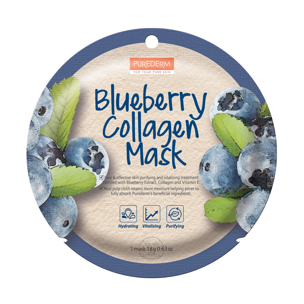 PUREDERM Blueberry Collagen Circle Mask (12sheets)
